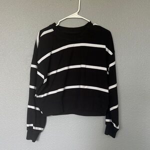 lululemon athletica Black and White Striped Cropped Sweatshirt